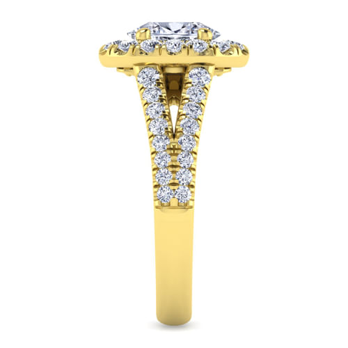 14K Yellow Gold Oval Halo Diamond Engagement Ring