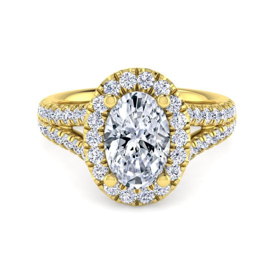 Gabriel - 14K Yellow Gold Oval Halo Diamond Engagement Ring