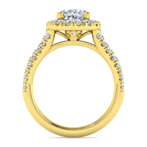 14K Yellow Gold Oval Halo Diamond Engagement Ring