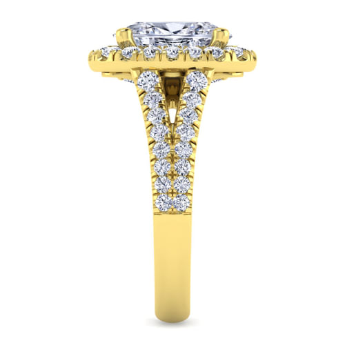 14K Yellow Gold Oval Halo Diamond Engagement Ring