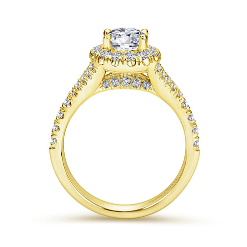 14K Yellow Gold Oval Halo Diamond Engagement Ring