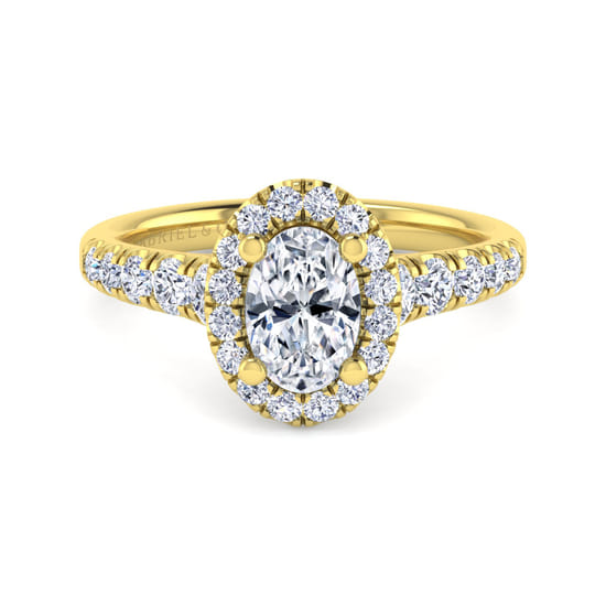 Gabriel - 14K Yellow Gold Oval Halo Diamond Engagement Ring
