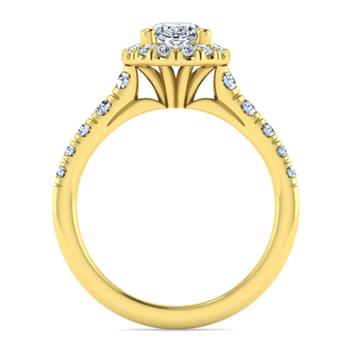 14K Yellow Gold Oval Halo Diamond Engagement Ring