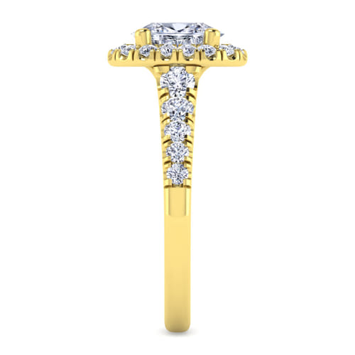 14K Yellow Gold Oval Halo Diamond Engagement Ring