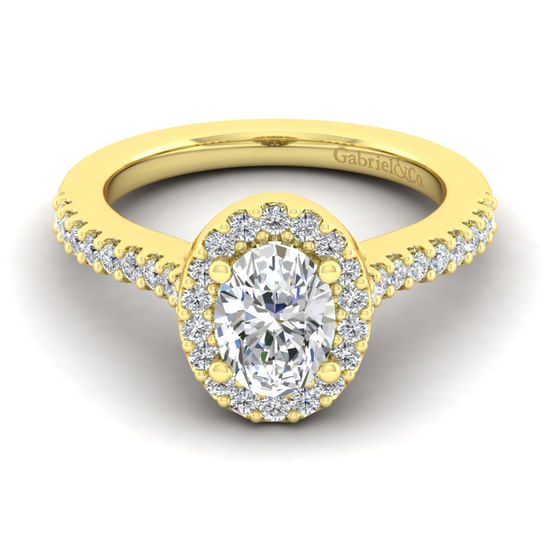 Gabriel - 14K Yellow Gold Oval Halo Diamond Engagement Ring