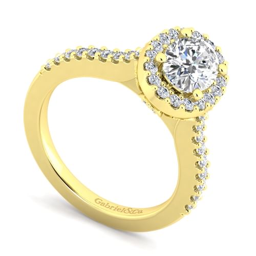 14K Yellow Gold Oval Halo Diamond Engagement Ring