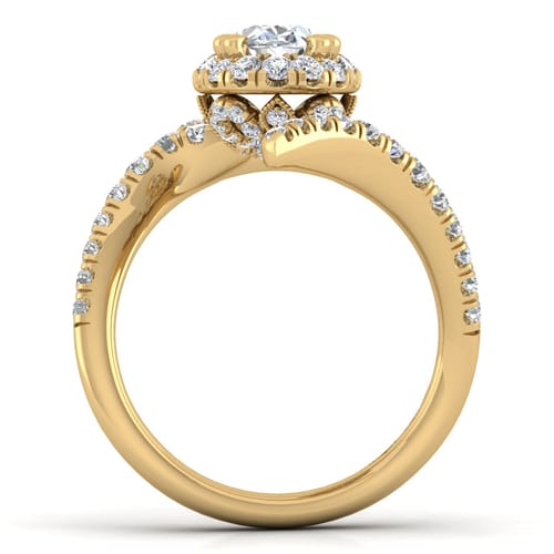 14K Yellow Gold Oval Halo Diamond Engagement Ring