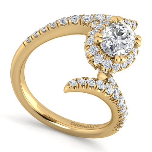 14K Yellow Gold Oval Halo Diamond Engagement Ring
