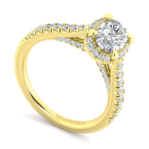 14K Yellow Gold Oval Halo Diamond Engagement Ring