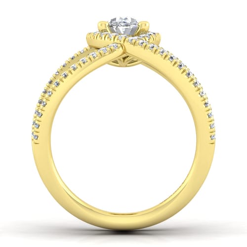 14K Yellow Gold Oval Halo Diamond Engagement Ring