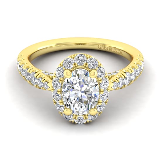 Gabriel - 14K Yellow Gold Oval Halo Diamond Engagement Ring
