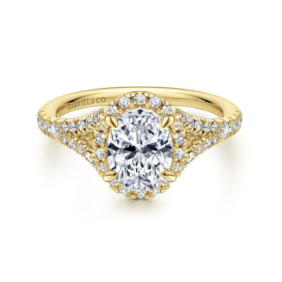 Gabriel - 14K Yellow Gold Oval Halo Diamond Engagement Ring