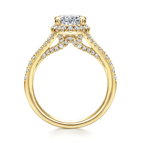 14K Yellow Gold Oval Halo Diamond Engagement Ring