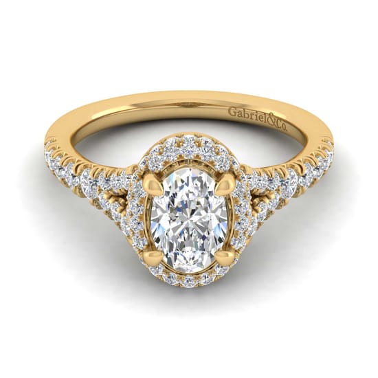 Gabriel - 14K Yellow Gold Oval Halo Diamond Engagement Ring