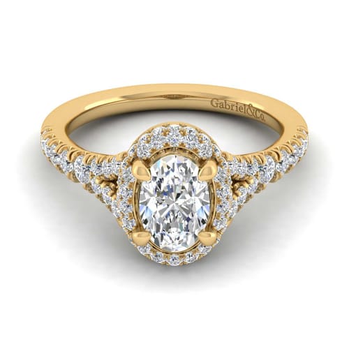 14K Yellow Gold Oval Halo Diamond Engagement Ring 14K Yellow Gold Oval Halo Diamond Engagement Ring