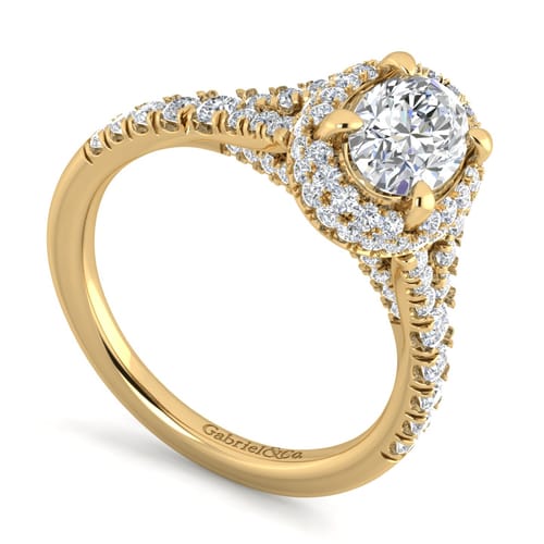 14K Yellow Gold Oval Halo Diamond Engagement Ring 14K Yellow Gold Oval Halo Diamond Engagement Ring