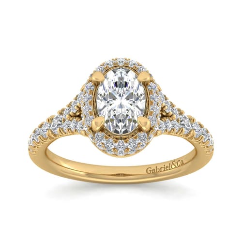 14K Yellow Gold Oval Halo Diamond Engagement Ring 14K Yellow Gold Oval Halo Diamond Engagement Ring