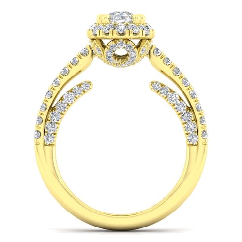 14K Yellow Gold Oval Halo Diamond Engagement Ring