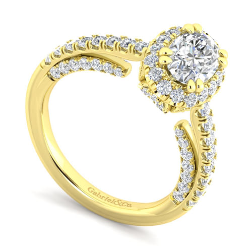 14K Yellow Gold Oval Halo Diamond Engagement Ring