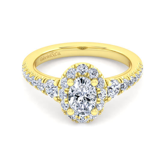 Gabriel - 14K Yellow Gold Oval Halo Diamond Engagement Ring