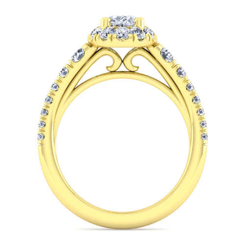 14K Yellow Gold Oval Halo Diamond Engagement Ring