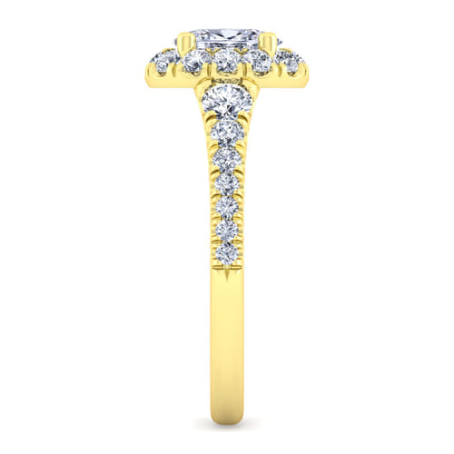 14K Yellow Gold Oval Halo Diamond Engagement Ring