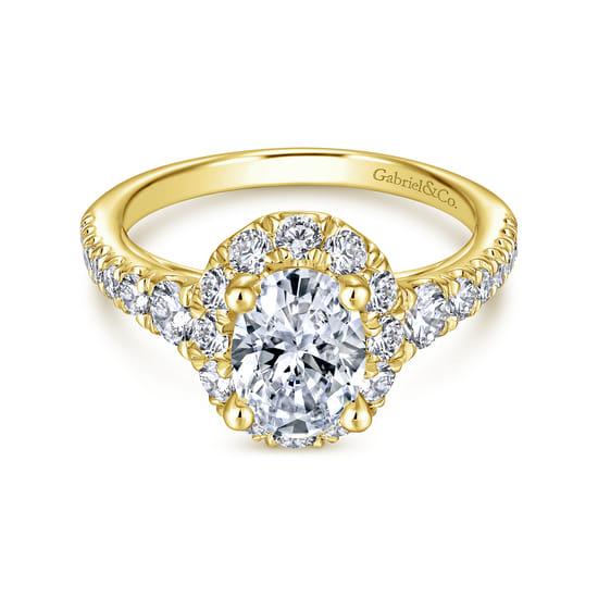 Gabriel - 14K Yellow Gold Oval Halo Diamond Engagement Ring
