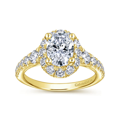 14K Yellow Gold Oval Halo Diamond Engagement Ring