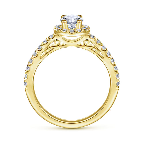 14K Yellow Gold Oval Halo Diamond Engagement Ring