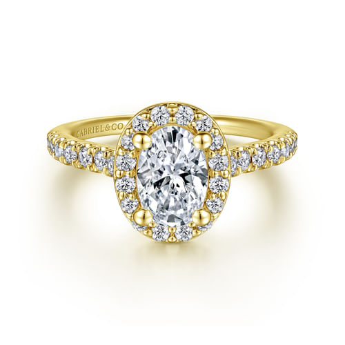 14K Yellow Gold Oval Halo Diamond Engagement Ring
