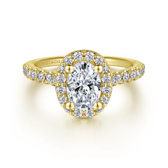Gabriel - 14K Yellow Gold Oval Halo Diamond Engagement Ring