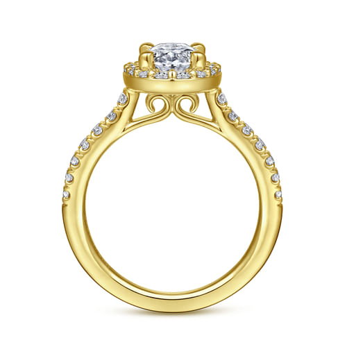 14K Yellow Gold Oval Halo Diamond Engagement Ring
