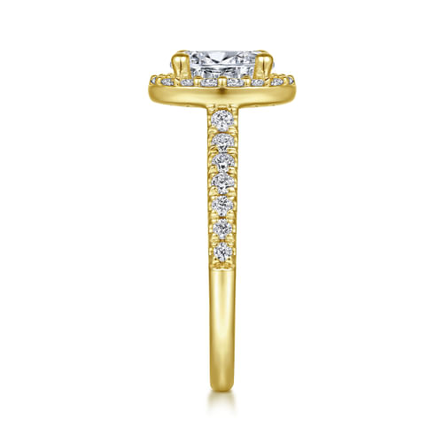 14K Yellow Gold Oval Halo Diamond Engagement Ring