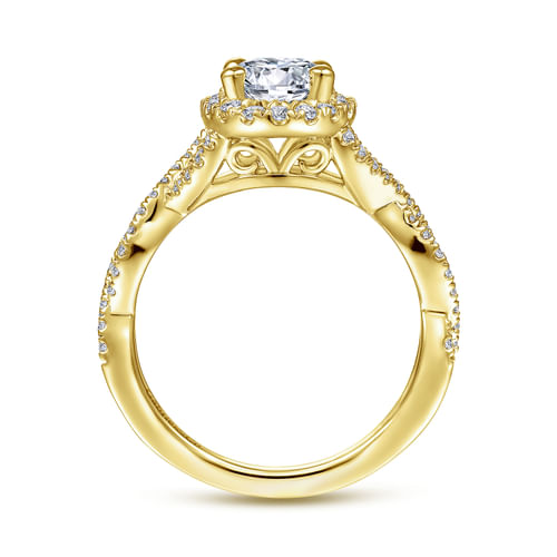 14K Yellow Gold Oval Halo Diamond Engagement Ring