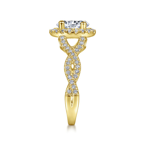 14K Yellow Gold Oval Halo Diamond Engagement Ring