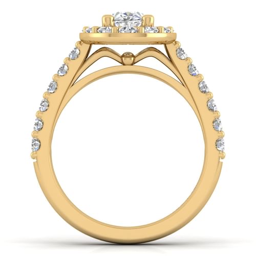 14K Yellow Gold Oval Halo Diamond Engagement Ring