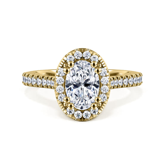 Gabriel - 14K Yellow Gold Oval Halo Diamond Engagement Ring