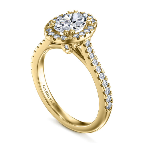 14K Yellow Gold Oval Halo Diamond Engagement Ring 14K Yellow Gold Oval Halo Diamond Engagement Ring
