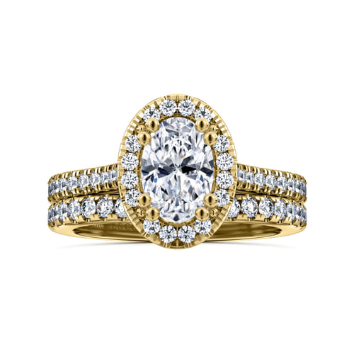 14K Yellow Gold Oval Halo Diamond Engagement Ring 14K Yellow Gold Oval Halo Diamond Engagement Ring