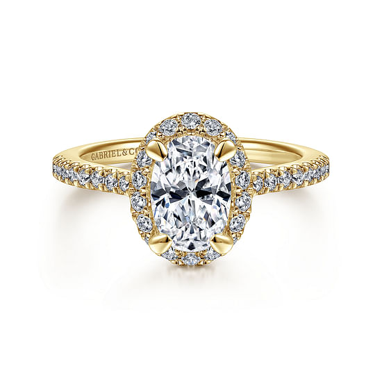 Gabriel - 14K Yellow Gold Oval Halo Diamond Engagement Ring