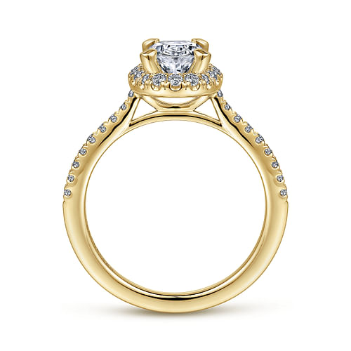 14K Yellow Gold Oval Halo Diamond Engagement Ring