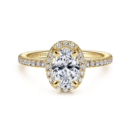 Gabriel - 14K Yellow Gold Oval Halo Diamond Engagement Ring