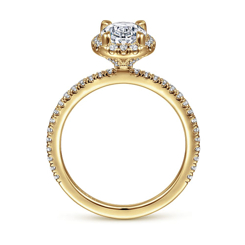 14K Yellow Gold Oval Halo Diamond Engagement Ring