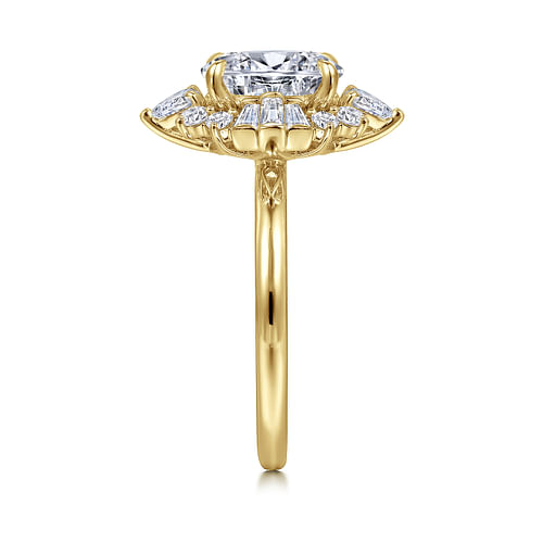 14K Yellow Gold Oval Halo Diamond Engagement Ring