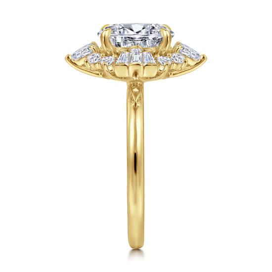 14K Yellow Gold Oval Halo Diamond Engagement Ring angle 5