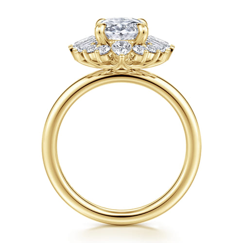 14K Yellow Gold Oval Halo Diamond Engagement Ring