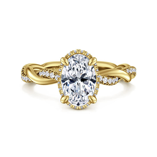 Gabriel - 14K Yellow Gold Oval Halo Diamond Engagement Ring