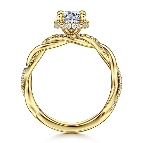 14K Yellow Gold Oval Halo Diamond Engagement Ring