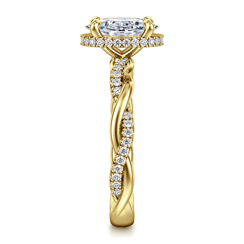 14K Yellow Gold Oval Halo Diamond Engagement Ring
