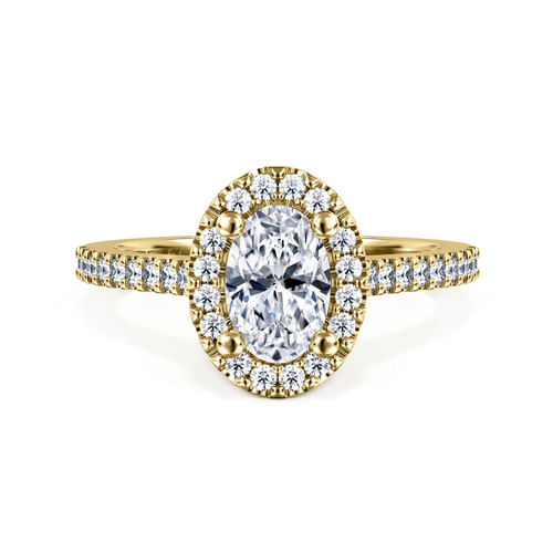 14K Yellow Gold Oval Halo Diamond Engagement Ring